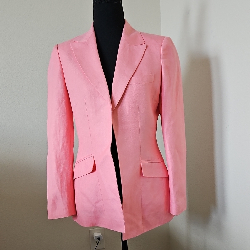 Women's Coral Color Kasper Pink Tailored Blazer & Trousers
